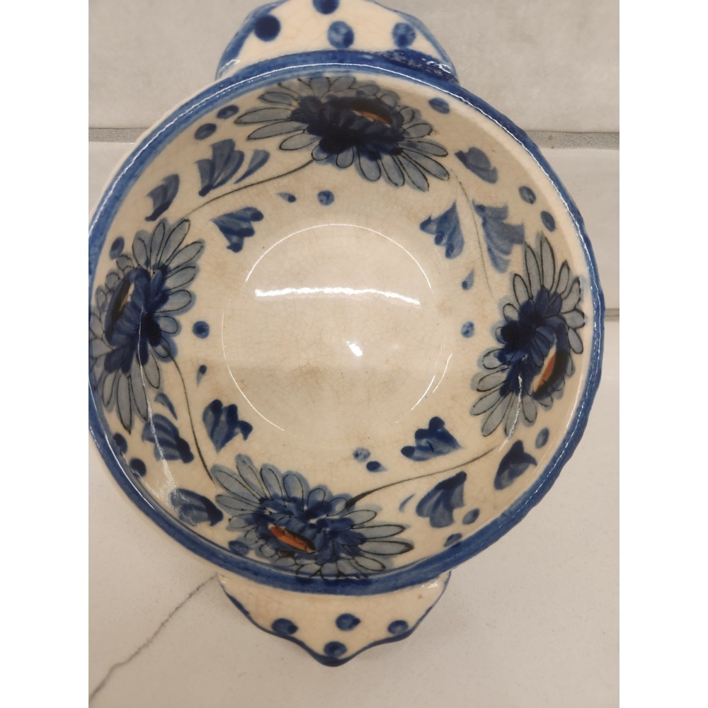 Vintage Blue Flower Hand Painted In Japan Soup Cereal Rice Bowl And Under Plate - Picture 7 of 14